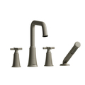 Riobel 4-Piece Deck-Mount Tub Filler With Hand Shower MMSQ12+BN